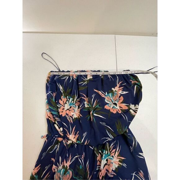 Women’s floral Large jumpsuit Sandiva blue strapless wide leg - Picture 2 of 6